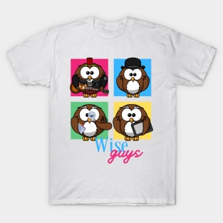 Wise Guys Funny Colorful Owl Design T-Shirt
